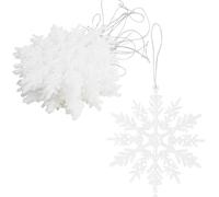 VEYLIN Décorations de Noël à suspendre, lot de 12 ornements flocons de neige pailletés pour arbres (blanc)