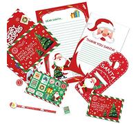 VEYLIN Kit de 7 lettres au Père Noël comprenant lettre, enveloppes, crochet de porte, feuille d'autocollants et stylo