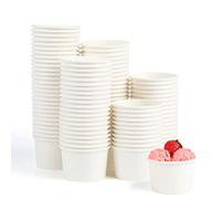 VEYLIN Lot de 100 gobelets jetables en papier pour crème glacée de 130 ml pour boissons chaudes ou froides, tasse blanche pour sundae, yaourt glacé, soupe, parfait pour Noël, Pâques, fête