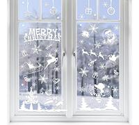 VEYLIN Lot de 104 flocons de neige statiques autocollants en PVC pour fenêtre de Noël