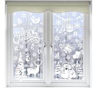 VEYLIN Lot de 141 flocons de neige statiques pour décoration de fenêtre de Noël (8 feuilles)