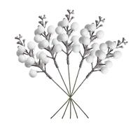 VEYLIN Lot de 16 baies artificielles blanches pailletées pour décorations de sapin de Noël, couronne de Noël, artisanat, vacances et décoration d'intérieur - 20 cm