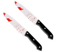 VEYLIN Lot de 2 couteaux ensanglantés pour Halloween, décoration de fête, accessoire de costume de 30 cm de long