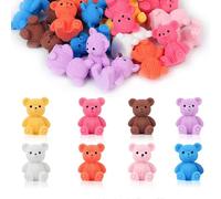 VEYLIN Lot de 24 mini figurines d'ours en résine de couleurs assorties pour décoration de gâteaux, décoration de jardin, fête d'anniversaire, maison, bureau, cadeaux