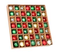 VEYLIN Lot de 49 boules de Noël incassables de 3 cm - Mini boules de Noël à paillettes pour décoration de sapin de Noël (vert, rouge et argenté)