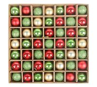 VEYLIN Lot de 49 mini boules de Noël à paillettes pour décoration d'arbre Rouge et vert 3 cm
