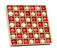 VEYLIN Lot de 49 mini boules de Noël rouges à paillettes de 3 cm pour décoration de sapin de Noël (rouge et doré)