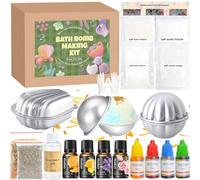Vezerd Kit de fabrication de bombes de bain à faire soi-même pour femme, faites vos propres produits de spa, kit de fabrication de savon avec moules en acier inoxydable, mousse de bain, accessoires de