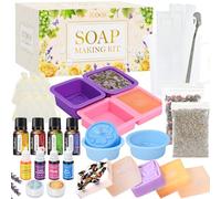Vezerd Kit Fabrication Savon, créatif pour adultes avec moule à savon, base de savon et savon brut, bombes de bain, savons à faire soi-même pour enfants/débutants