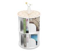 Veziner Bibliothèque ronde, rotative, 40 x 59,5 cm, rotative à 360°, avec 2 niveaux et 8 compartiments, organisateur multifonction sur pied pour enfants et adultes, blanche