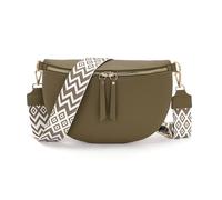 Vezluax 30x20cm Sac Banane Femme Grand Sac Bandoulière Femme Sacs Bandouliere Cuir Vegan Sacoche Élégante Cadeau avec Sangle Large Vert Olive