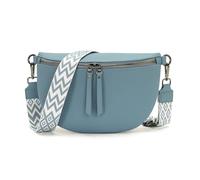 Vezluax 30x20cm Sac Banane Femme Grand Sac Bandoulière femme Sacs Bandouliere Cuir Vegan Sacoche Élégante Cadeau avec Sangle Large Bleu fumée