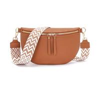 Vezluax 30x20cm Sac Banane Femme Grand Sac Bandoulière Femme Sacs Bandouliere Cuir Vegan Sacoche Élégante Cadeau avec Sangle Large Brun