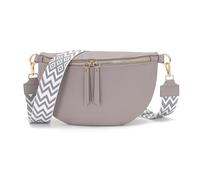 Vezluax 30x20cm Sac Banane Femme Grand Sac Bandoulière Femme Sacs Bandouliere Cuir Vegan Sacoche Élégante Cadeau avec Sangle Large Gris
