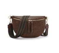 Vezluax 30x20cm Sac Banane Femme Grand Sac Bandoulière Femme Sacs Bandouliere Cuir Vegan Sacoche Élégante Cadeau avec Sangle Large Marron Rétro