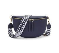 Vezluax 30x20cm Sac Banane Femme Grand Sac Bandoulière Femme Sacs Bandouliere Cuir Vegan Sacoche Élégante Cadeau avec Sangle Large Bleu du Soir