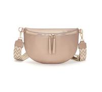 Vezluax 30x20cm Sac Banane Femme Grand Sac Bandoulière Femme Sacs Bandouliere Cuir Vegan Sacoche Élégante Cadeau avec Sangle Large Or Rose