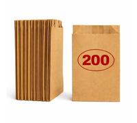 VEZODEK Lot de 200 Sac Papier Kraft Alimentaire Petit Marron 20x12cm | Sachet Bonbons Anniversaire Enfant | Peut être Utilisé comme Sacs Pochette Cadeau pour Pop Corn Chocolat Graines