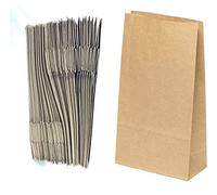 VEZODEK Lot de 50 petits sacs en papier 16 x 9 x 5 cm, ils peuvent être utilisés comme sacs à pop-corn, papier kraft, sacs cadeaux d'anniversaire d'enfants, sacs à pain