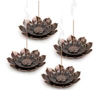 VFANDV 4 Pièces Porte Encens de Lotus, 6 Trous avec Récupérateur de Cendres Brûleur d'Encens en Bâton Support Encens Porte d'encens Bâton pour Maison Bureau Yoga Salle