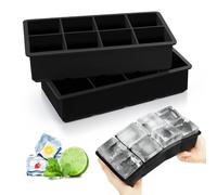 VFANDV Bac a Glacon, 2 Pièces 16 Compartiments Moule a Glacon Bac Glacon Silicone, Reutilisable Glçons Carrés 5cm pour Nourriture Bébé, Purées de Fruits, Cocktails, Whisky