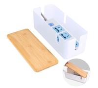 VFANDV Boîte de Gestion des Câbles, Boîte Cache Câble Boîte de Rangement pour Câbles avec Couvercle en Bambou Boîte à Câbles en Fil Organiser Câblage Informatique, Fils lâches, Cacher câbles (Blanc)