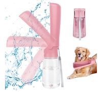 VFANDV Bouteille d'eau pour Chien, 180° Pliable Gourde Chien, Bouteille d'eau Portable pour Chien, Gourde Chien Promenade, Gourde pour Chien de Compagnie en Plein Air pour Randonnée (Rose, 550ML)