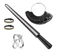 VFANDV Ensemble de 4 Pièces Outil de Mesure pour Bague, Mesure Doigt pour Bague Guide des Tailles Mesure de Taille de Doigt Set Baguier de Doigt Professionnel pour Tailles EU US UK