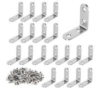 VFANDV Équerre de Fixation 20 Pièces, 40x40mm Équerre Métal avec 80 pièces Vis Equerre Assemblage Inox Equerre de Fixation Angle Droit Support pour la Fixation et la Réparation de Meubles