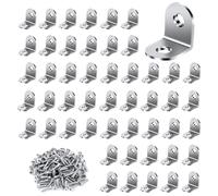 VFANDV Équerre de Fixation 50 Pièces, 20x20mm Équerre Métal avec 100 pièces Vis Equerre Assemblage Inox Equerre de Fixation Angle Droit Support pour la Fixation et la Réparation de Meubles