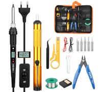 VFANDV Fer a Souder, 17 en 1 Fer à Souder 60W Température Réglable 180-520°C, Fer a Souder Electronique de Precision 5 Conseils de Soudage, Pompe à Dessouder, Support De Fer à Souder