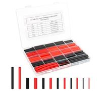 VFANDV Gaine Thermorétractable, 300 Pièces Gaines Thermorétractables avec Ratio 3:1, Fil Electrique Kit de Tube de Câble Thermorétractable D'isolation Électrique avec Boîte (2 Couleurs/6 Tailles)