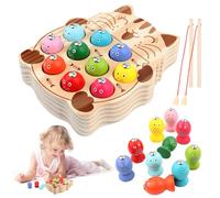 VFANDV Jouet Enfant 2 Ans, Jouets en Bois Jeu de Pêche, Jeux Montessori 2 Ans, Jeu de Peche Magnetique, Jouets Enfant en Bois Jeu de Pêche, Jouet en Bois pour Cadeau Fille Garcon Bébés 2 3 4 Ans