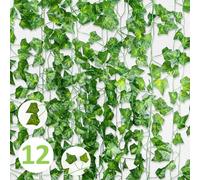 VFANDV Lierre Artificiel Guirlande Chambre, 12 Pièces Plante Artificielle Faux Lierre Décoration, Lierre Guirlandes pour Patio, Balançoire, Mariage, Bureau, Fête, Noël, Décoration d'halloween