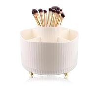 VFANDV Organisateur Maquillage Rotatif, 360°Rotatif Pot a Crayon Rangement Pinceaux Maquillage 5 Compartiments Pinceaux Maquillage Organisateur-Blanc