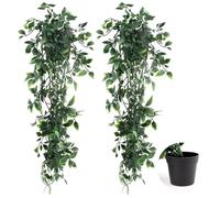 VFANDV Plante Artificielle Tombante 3 Pièces, Fausse Plantes avec Pots Plantes Artificielles Suspendues Extérieure Intérieure Decoration pour Célébration Cuisine Jardin Bureau (Vert-2pcs)