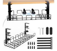VFANDV Plateau de Gestion des Câbles Sous le Bureau, Rangement Cable Bureau Noir Support de Câble pas de Perçage Chemin de Câbles en Fil Métallique pour La Gestion des Câbles et des Multiprises