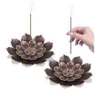 VFANDV Porte Encens de Lotus 2 Pièces, 6 Trous avec Récupérateur de Cendres Brûleur d'Encens en Bâton Support Encens Porte d'encens Bâton pour Maison Bureau Yoga Salle