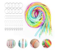 VFANDV Scoubidou Fil Fluorescent, 200pcs Fil Scoubidou avec 40 Petits Accessoires Scoubidou Fils Elastique Cordon pour Faire des Bracelets Colliers DIY