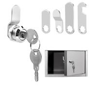 VFANDV Serrure de boîte aux lettres, 16 mm, avec 5 plaques de serrure différentes et 2 clés - Serrure à levier pour boîtes aux lettres, portes d'armoire (1 jeu)