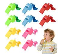 VFANDV Sifflets, 10 Pcs Sifflet en Plastique avec Cordon Sifflets de Sport en Plastique Sifflets en Plastique Colorés pour Sifflet Enfant Dressage de Chiens Sports