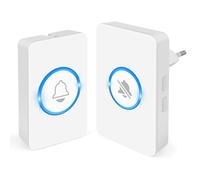 VFANDV Sonnette Sans Fil Exterieur Etanche, Flash LED, Kit de Carillon avec Récepteurs Enfichables au 4 Niveaux Volumes 59 Mélodies pour Maison Bureau, Blanc