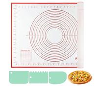 VFANDV Tapis de Cuisson Silicone, 70x50cm Tapis Patisserie Grande avec Grattoir, Tapis Silicone Patisserie Reutilisable, Plaque Silicone Patisserie pour Biscuits, Pain, Fondant (Vert)