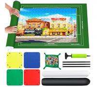 VFANDV Tapis de Puzzle, Rangement Puzzle pour Jusqu'à 1000 1500 2000 Pièces, Tapis de Puzzle Rouleau Feutre Portable pour Adultes et Enfants avec 4 Trieur de Puzzle (Vert)