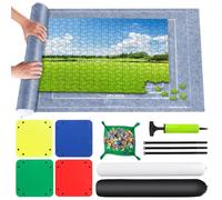 VFANDV Tapis de Puzzle, Rangement Puzzle pour Jusqu'à 500 1000 1500 Pièces, Tapis de Puzzle Rouleau Feutre Portable pour Adultes et Enfants avec 4 Trieur de Puzzle, 66 x 116 cm (Gris)