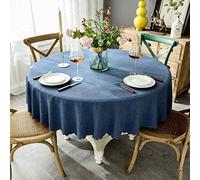 VFBCRDSJ Chemin de Table, Nappe, Linge de Table, Coton Et Lin, Doux, Rectangulaire, Décoration de Table/Deep Blue/Diameter Round 240Cm