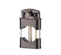 VFBVNJBJ 2024 Briquet à culbuteur en métal, Flamme Douce, Briquet au kérosène, Briquet rétro réutilisable, adapté à Une Utilisation intérieure et extérieure, etc. (Carburant Non Inclus)(Black)