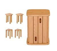 VFBVNJBJ Tables d'appoint empilables 4 pièces, Nouveaux tabourets en Bois 2025 for comptoir de Cuisine for Chambre à Coucher, Salon, Bureau, Table de Chevet d'angle for Petits espaces(A)