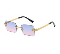 VFDHN Lunettes de Soleil Vintage sans Monture Carrées à Tête de Léopard Femmes Hommes Lunettes de Soleil en Métal UV400,4,Taille Unique