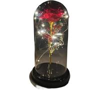 VFdthR Rose Eternelle Rose en Verre, Cadeau de Saint-Valentin Forever, Fleur éternelle enchantée Feuille d'or 24 carats avec Guirlande Lumineuse dans Un dôme for Le désherbage(028)